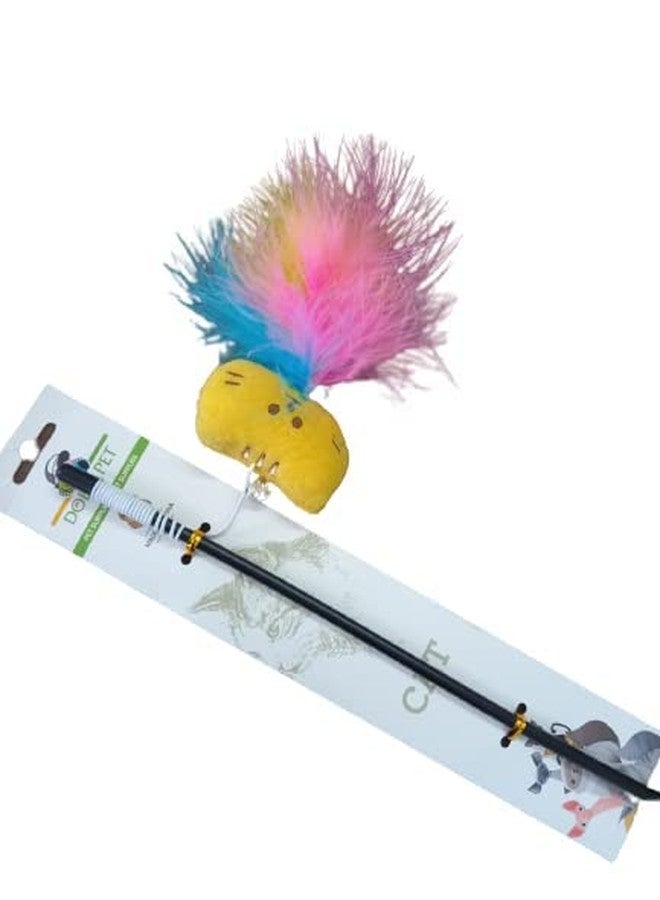 Smart Pups Cat Retractable Bell Teaser Wand Toy, Interactive Natural Feather Cat Kitten Toy Pack of 1 Pcs Colour May Very Toys - Image 4